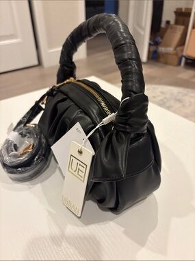NWT Urban Expressions Nordstrom Black Ruched Mini Cute Top-Handle Crossbody